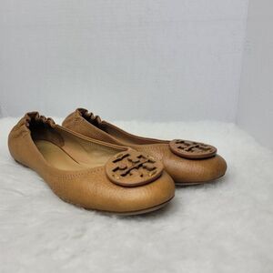 Tory Burch Reva Flats Royal Tan Ballet Flat Shoes Size 7